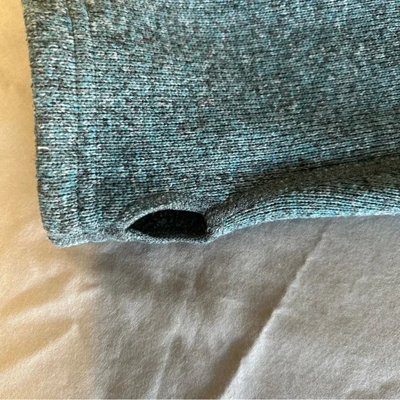 Stio Women's Heather Slate Zip Funnel Neck Sweater with Orange Trim Hoodie - Picture 6 of 10